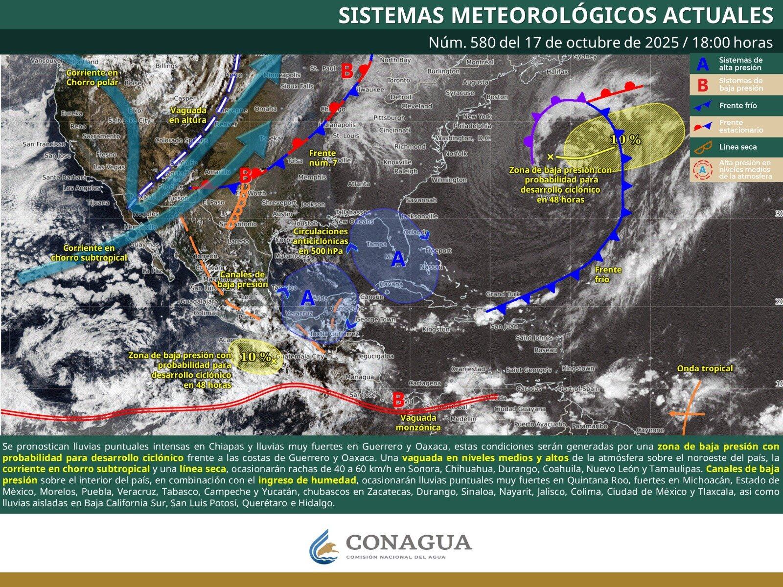 Pronóstico para el 17 y 18 de octubre. Foto: SMN
