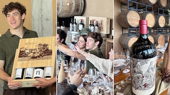 Viaje en helicóptero, asado con Maia Reficco y una botella de seis litros de Malbec: el día de Colapinto en la previa a la exhibición