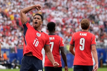 Jude celebra el gol contra Panamá. (AP Foto/Steve Luciano)