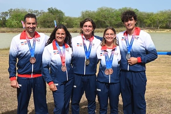 Los hermanos Pigozzi consolidaron a República Dominicana en el esquí acuático, con Andrea y Paolo en el primer y segundo lugar del Overall. (Foto cortesía Comité Olímpico Dominicano)