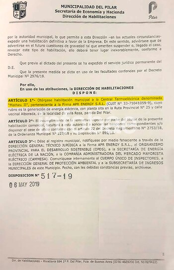 La resolución con la habilitación