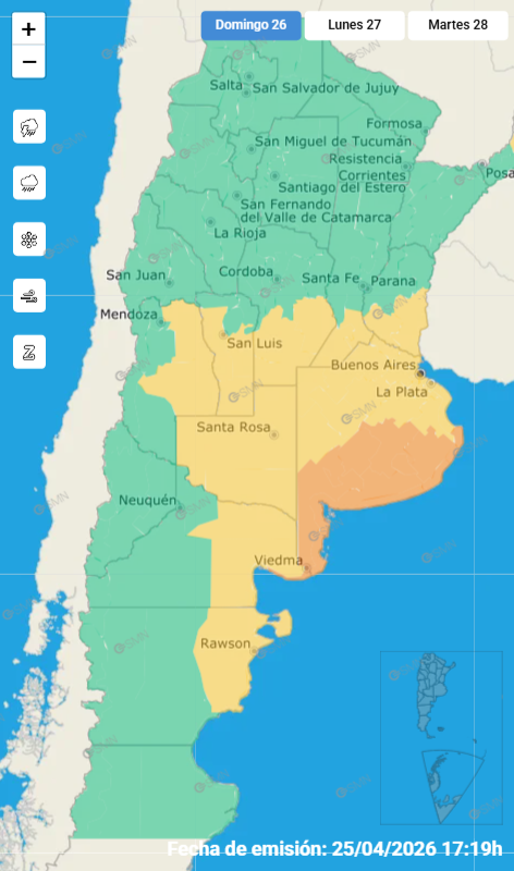 Las alertas meterológicas por ráfagas en distintas regiones según el SMN