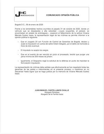 Fiscalía imputó cargos de homicidio