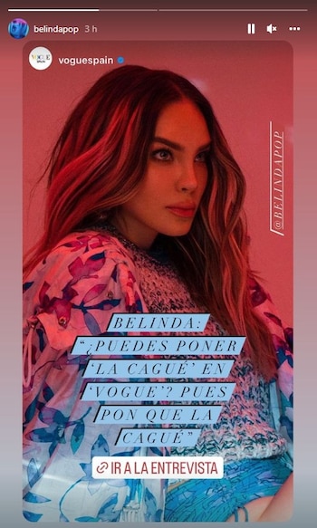 Belinda promocionó su entrevista para