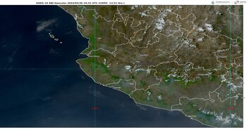 Imágen 2:GOES-16 ABI, GEOCOLOR 13:31 h (hora local).