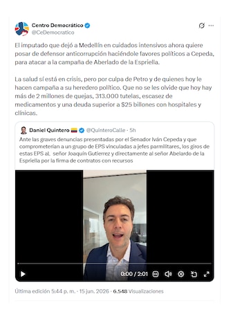 Centro Democrático contra Daniel Quintero