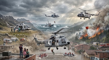 Los helicópteros pueden despegar y aterrizar verticalmente, permanecer suspendidos en el aire y operar en espacios donde no existe una pista convencional. (Imagen ilustrativa | Infobae México)