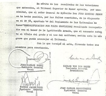 Fallo del Tribunal de Honor