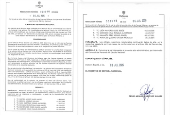 La decisión del Ministerio de Defensa se tomó a menos de un mes del fin del gobierno de Gustavo Petro y alcanzó a oficiales con más de 25 años de carrera - crédito Ministerio de Defensa