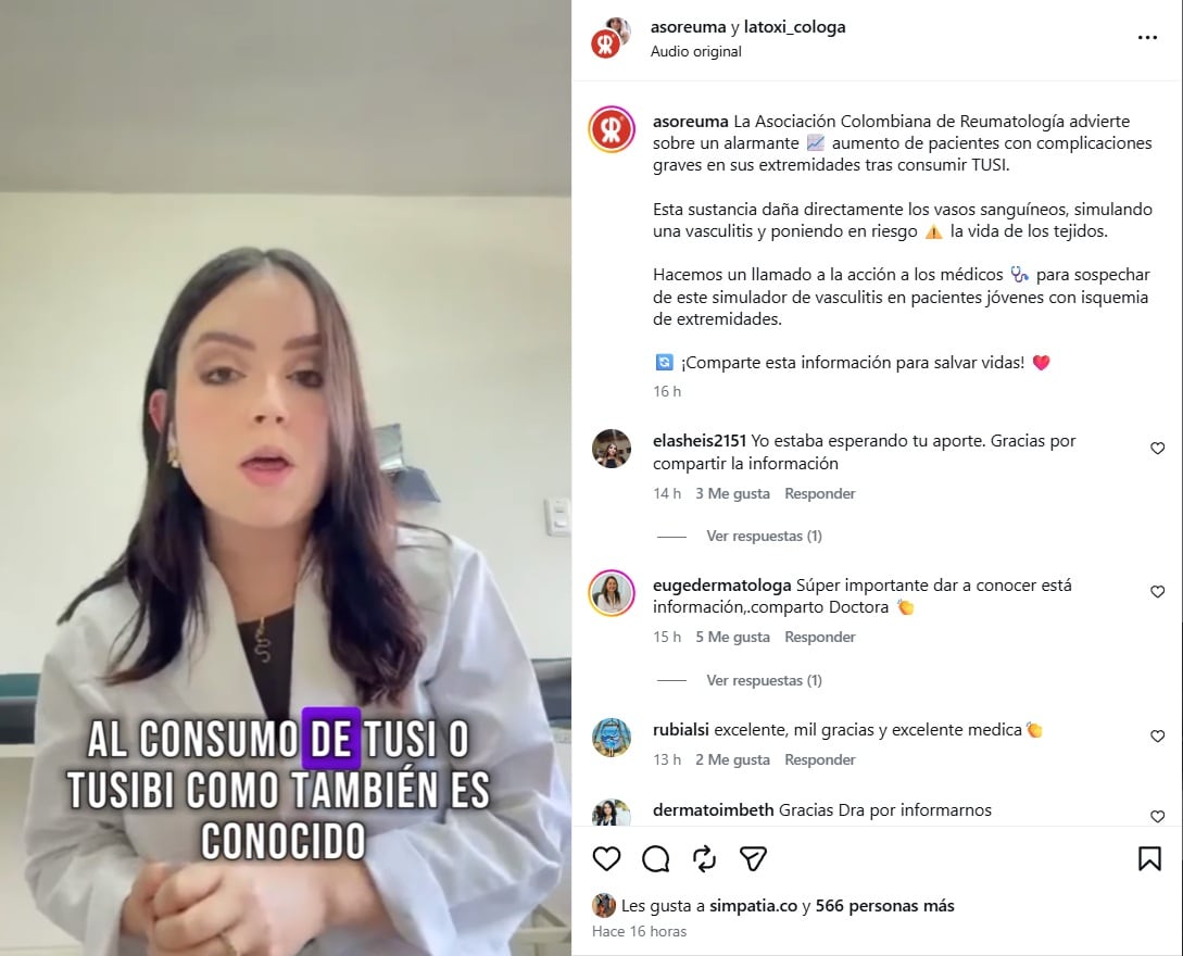 Desde la Asociación Colombiana de Reumatología se resaltaron las sustancias halladas que podrían ocasionar problemas para la salud, en especial, de los más jóvenes - créditos @asoreuma/IG | @latoxi_cologa/IG