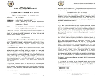 La revocatoria del Consejo de Estado reactivó la cifra que define la remuneración mínima de los trabajadores en Colombia para 2026 - crédito Consejo de Estado
