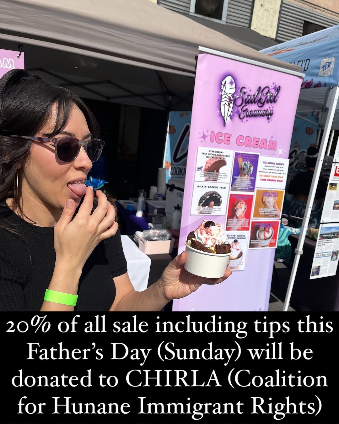 Parte de las ganancias de su venta del domingo las destinó a una organización pro derechos de los migrantes. (Instagram/sadgirlcreamery)