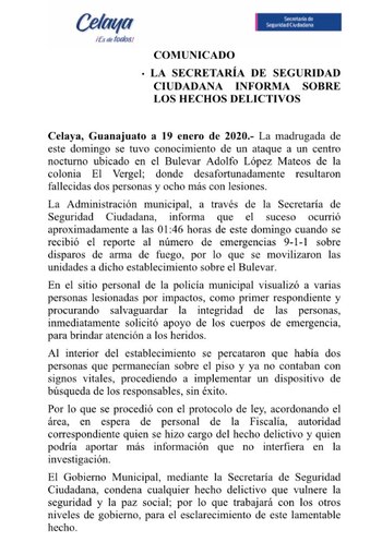 Comunicado del ayuntamiento