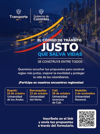 Cuatro universidades situadas en Bogotá, Barranquilla, Cali y Medellín albergarán los encuentros regionales sobre movilidad - crédito @MinTransporteCo/X