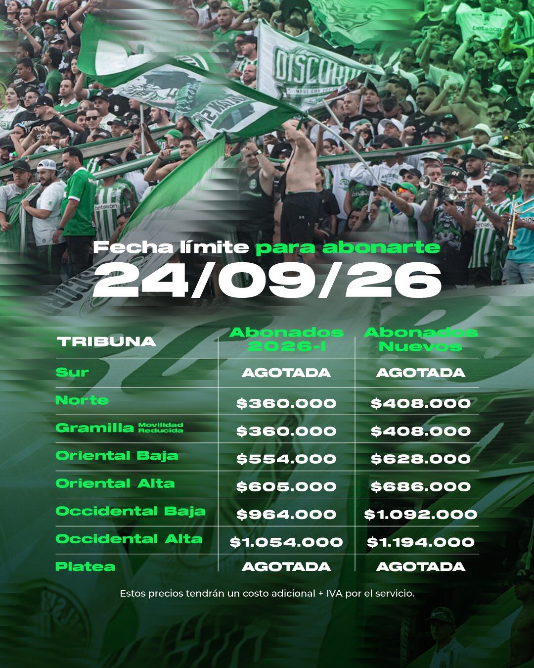 Precios de los nuevos abonos que Nacional puso a la venta por la llegada de James Rodríguez - crédito Atlético Nacional