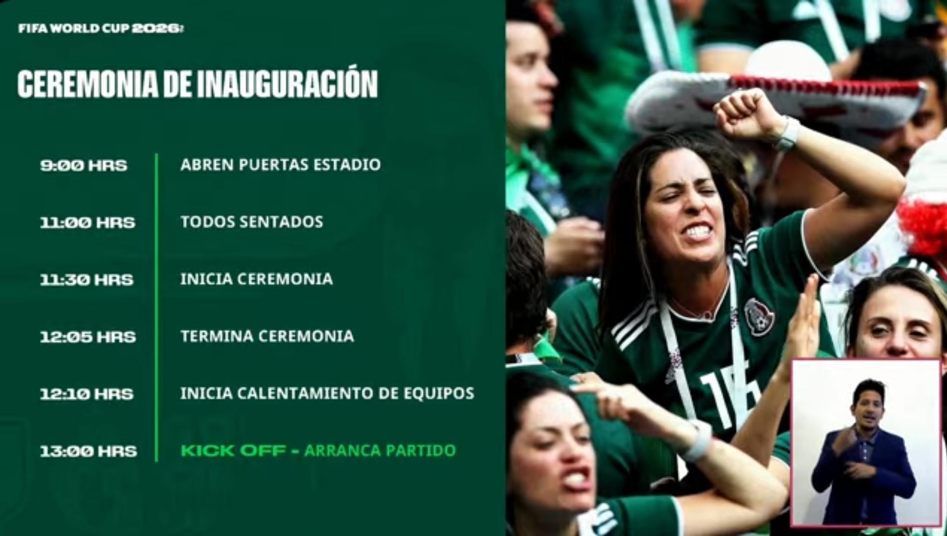 La inauguración del Mundial en el Estadio Ciudad de México está programada para este 11 de junio. Las puertas abrirán a las 9:00, permitiendo el acceso anticipado de los asistentes (Especial)