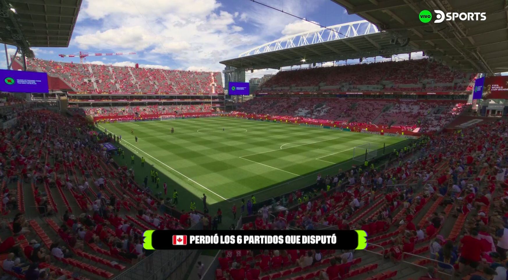 El Estadio de Toronto, Canadá, luce lleno de aficionados mientras se prepara para la inauguración de la Copa Mundial de la FIFA 2026, prometiendo un evento memorable. (DSports)