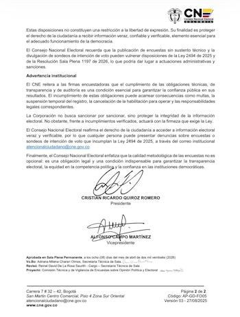 El CNE prohíbe la difusión de sondeos presentados como encuestas y recuerda que su divulgación incurre en infracción a la ley electoral - crédito CNE