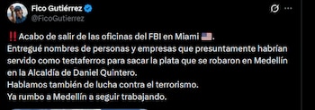 Federico Gutiérrez - crédito @FicoGutierrez/X