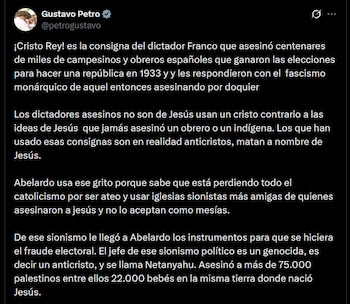 Gustavo Petro - crédito @petrogustavo/X