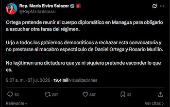 María Elvira Salazar disse que Ortega pretende “forçá-lo a ouvir outras piadas” e pediu ao governo democrático que não participe na reunião.