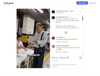 Varios usuarios reaccionaron a la publicación de Carlos Lehder votando en las elecciones presidenciales - crédito @carloslehderescritor/Instagram