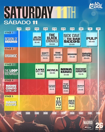 Horarios del Mad Cool 2026