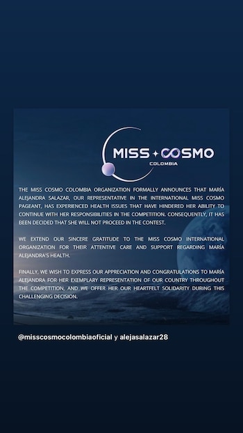 Miss Cosmo Colombia confirmó la