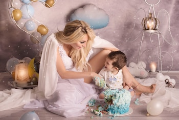 Vicky celebró el primer cumpleaños de Salvador con una mega producción fotográfica (Sabrina Gaud)