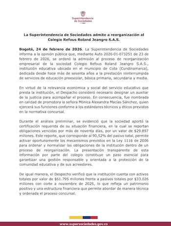 Comunicado oficial de la Superintendencia
