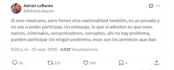 Adrián LeBarón se lanza contar reforma por doble nacionalidad: (Capturas de pantalla)