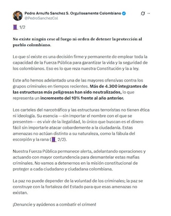 Con este mensaje en X,