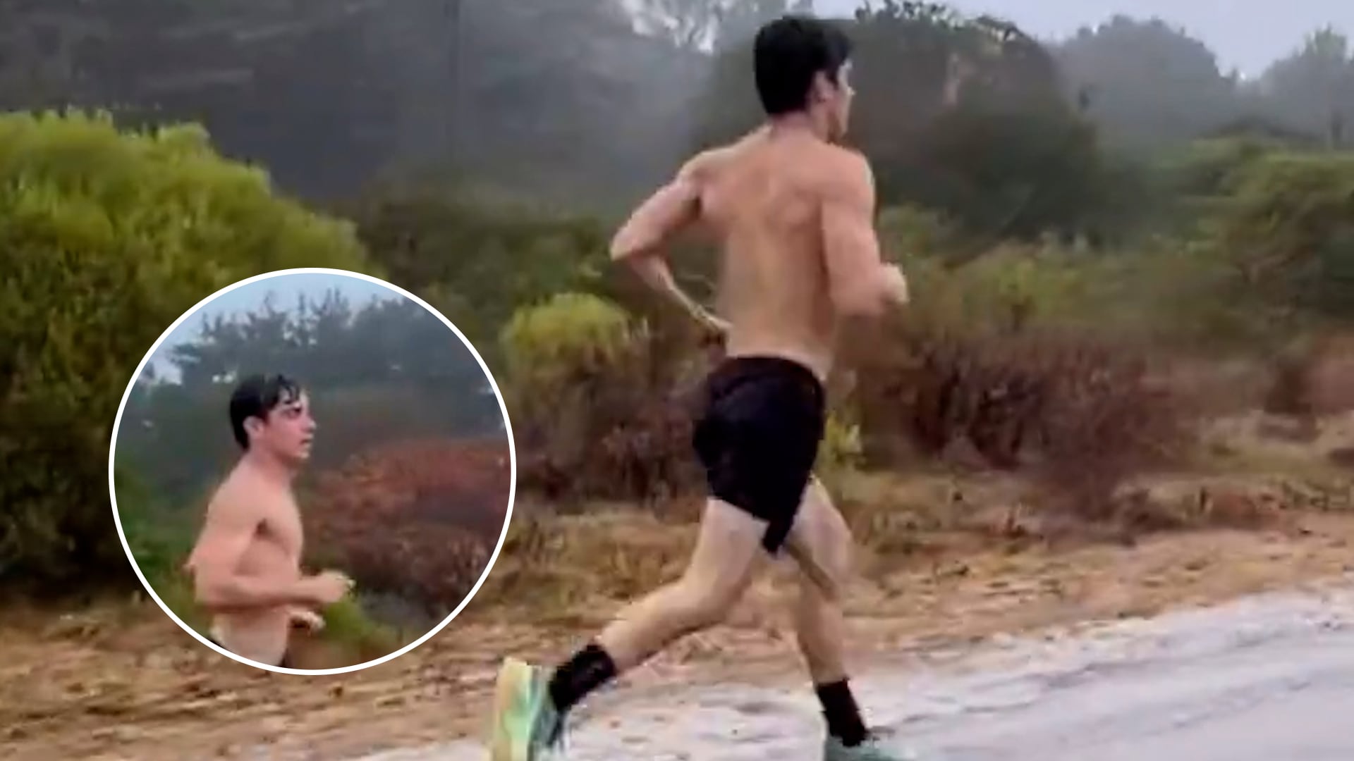 El entrenamiento de Franco Colapinto bajo la lluvia en la ruta (Captura de video)