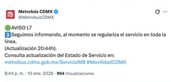 (X: @MetrobusCDMX)