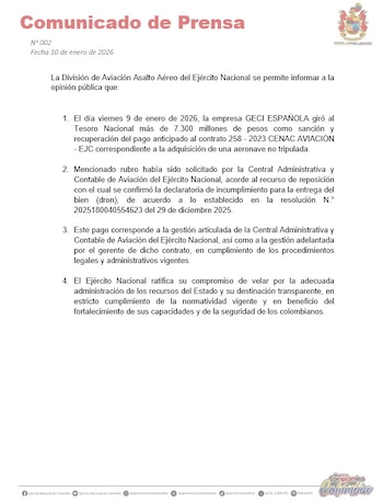 Ejército confirmó que no hubo