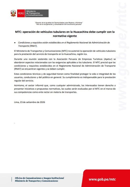 La reunión del MTC con la Asociación Peruana de Empresas Turísticas abordó los requisitos técnicos de las unidades.