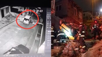 Taxi rodó por unas escaleras: