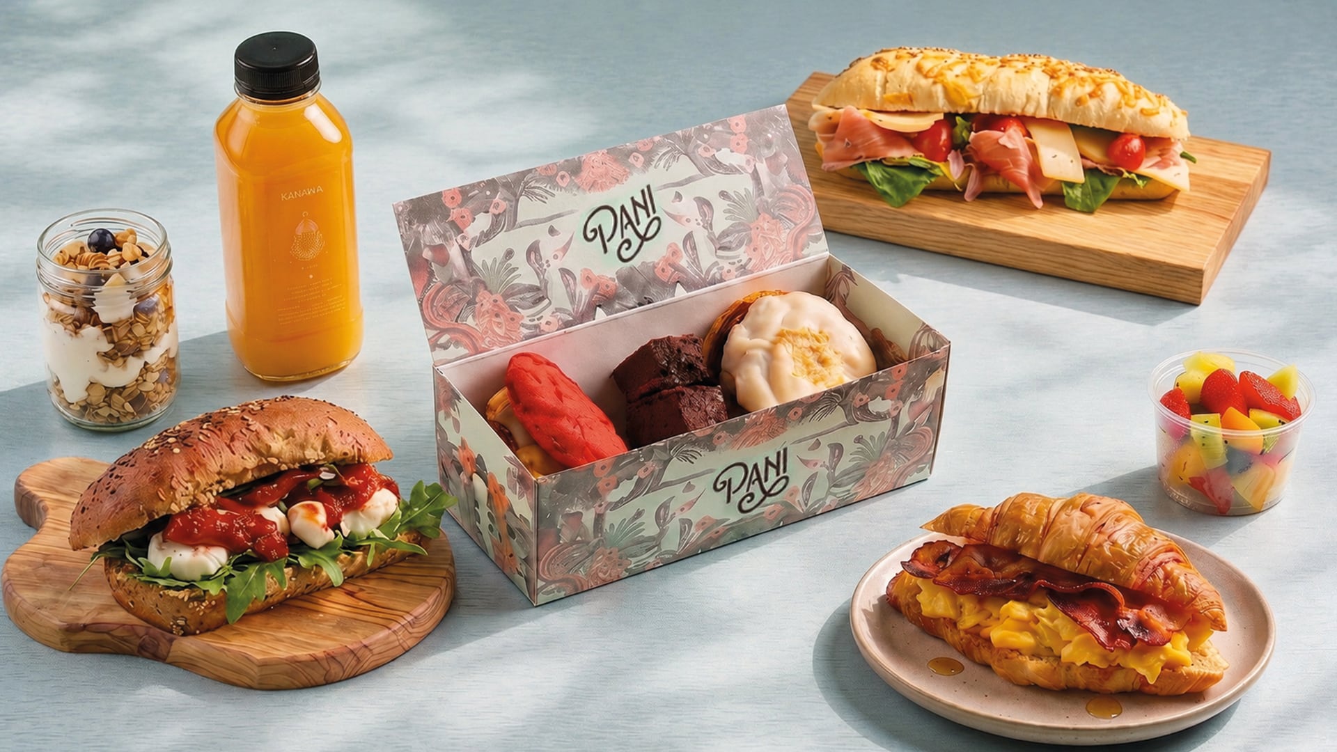Croissants rellenos, frutas frescas y pastelería artesanal forman parte de las propuestas para la celebración (Pani)