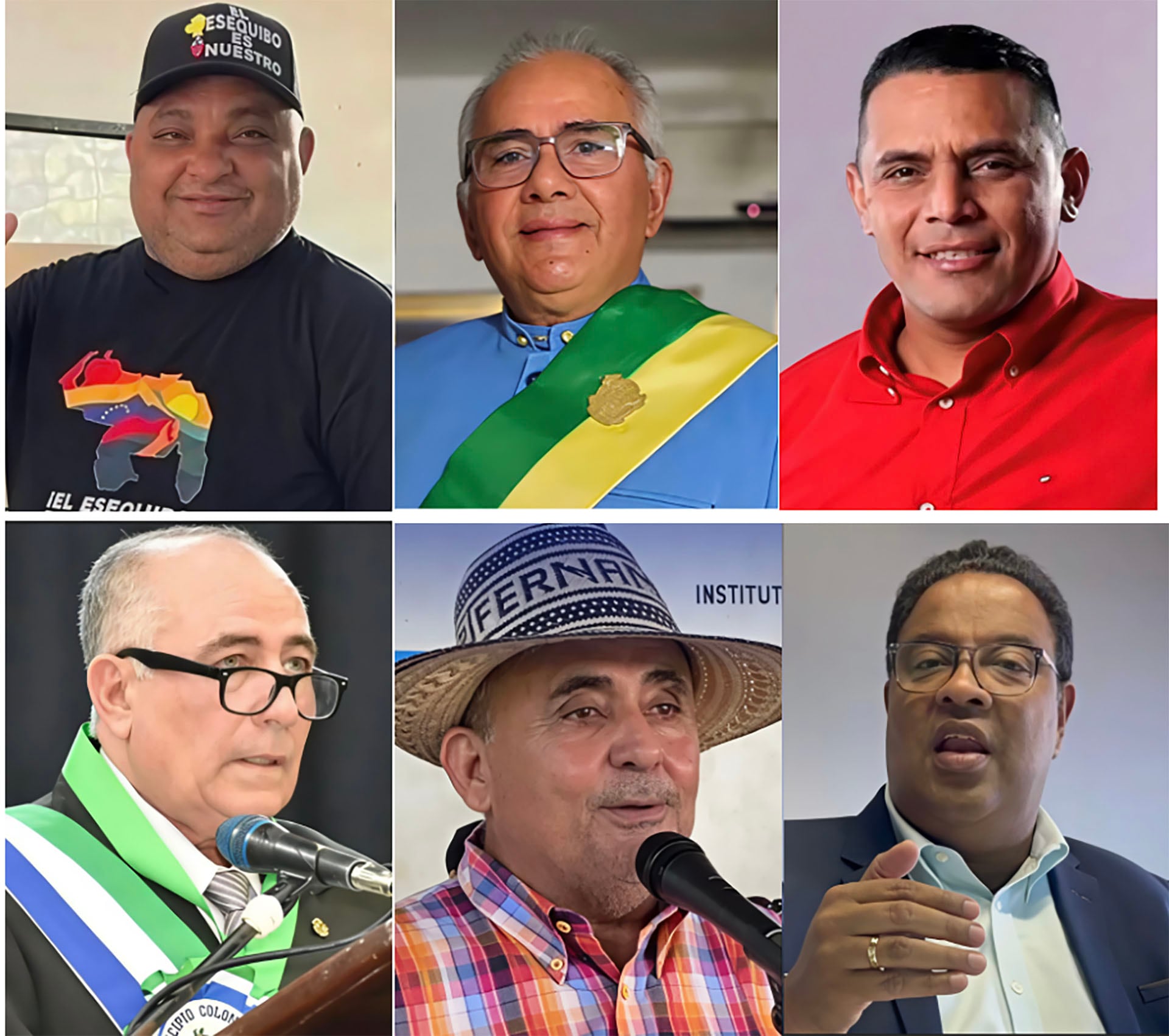 Los alcaldes del chavismo Danilo Añez Polanco, Alberto Sobalvarro y Jorge Nava Paz, así como los opositores Nervis Sarcos, Fernando Loaiza y Rafael Ramírez