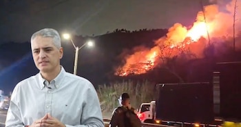 Gobernador de Antioquia denunció que manifestantes prendieron fuego a una zona aledaña a la vía Medellín-Bogotá - crédito @AndresJRendonC/X