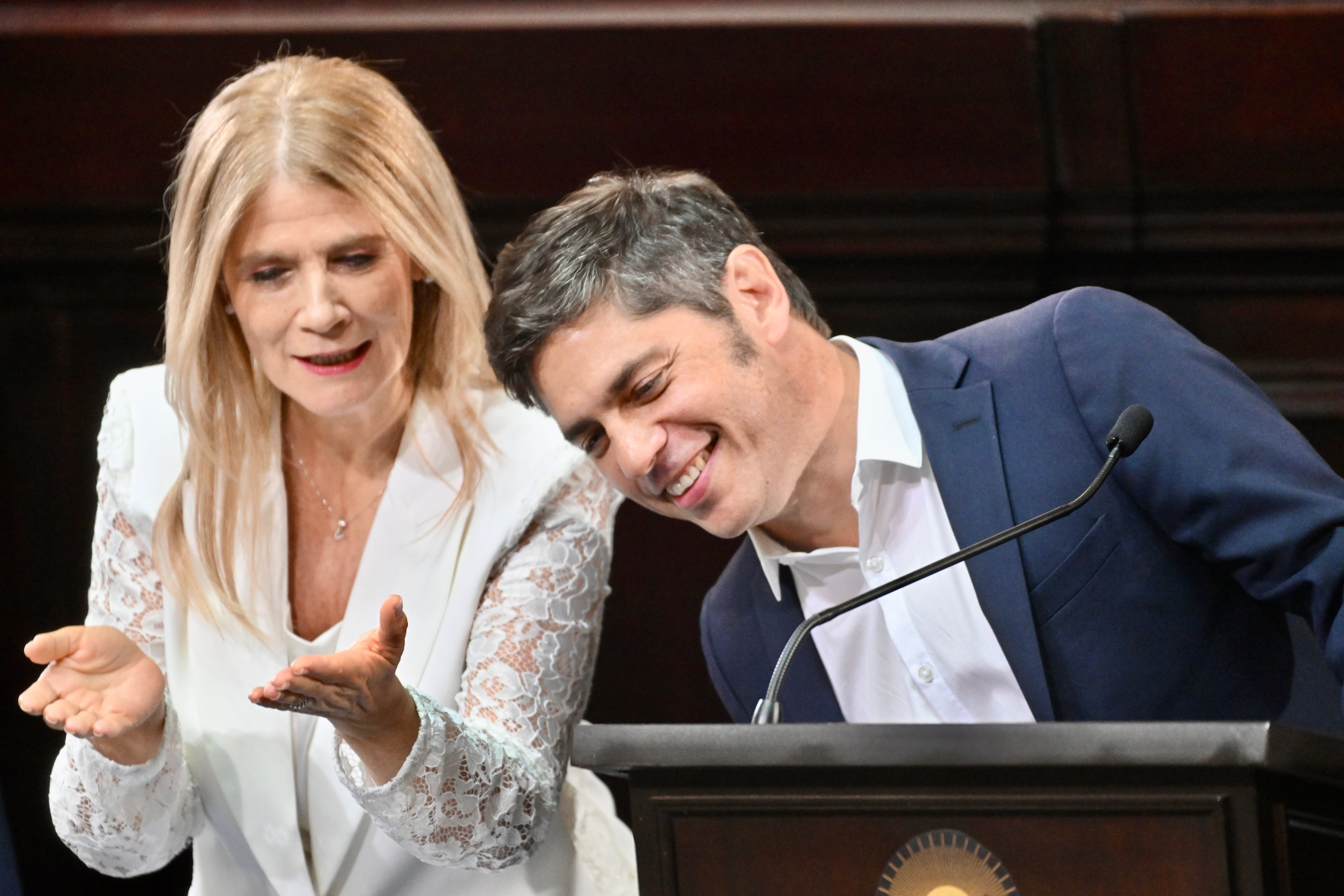 El gobernador bonaerense, Axel Kicillof, y la vicegobernadora, Verónica Magario (AG La Plata)