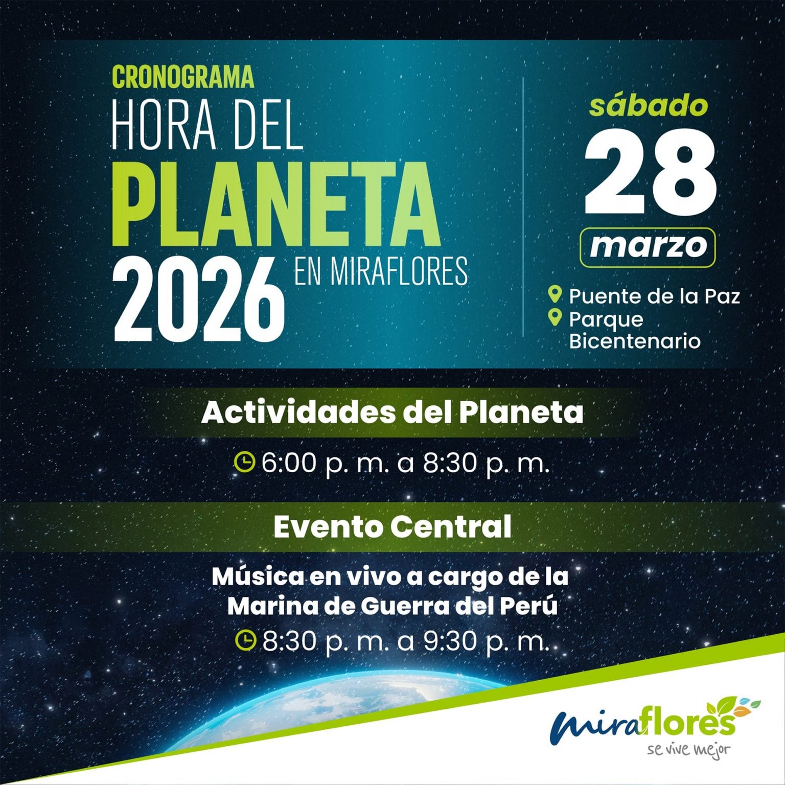 El Puente de la Paz quedará a oscuras, Miraflores impulsa jornada ambiental global| Municipalidad de Miraflores