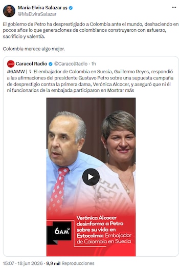 María Elvira Salazar cuestionó gestión de Gustavo Petro y advirtió sobre retroceso en Colombia - crédito @MaElviraSalazar/X
