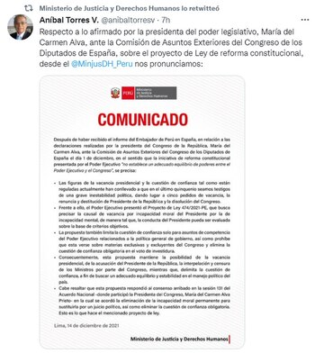 Minjus se pronuncia sobre el