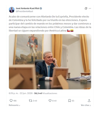 José Antonio Kast saludó a Abelardo de la Espriella