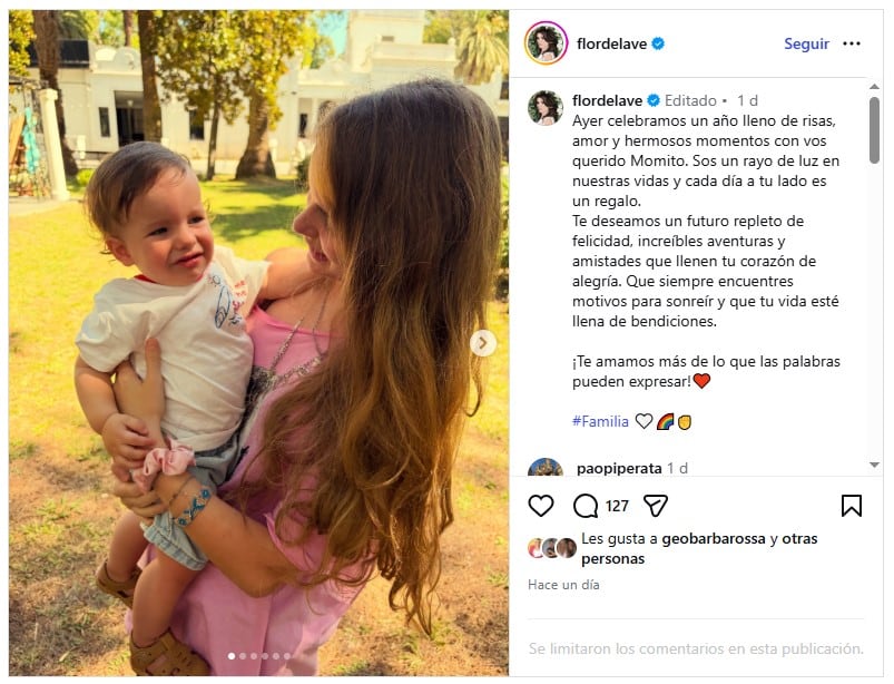 Flor de la V celebró el primer cumpleaños de su nieto Morrison con una fiesta al aire libre y emotivo mensaje familiar