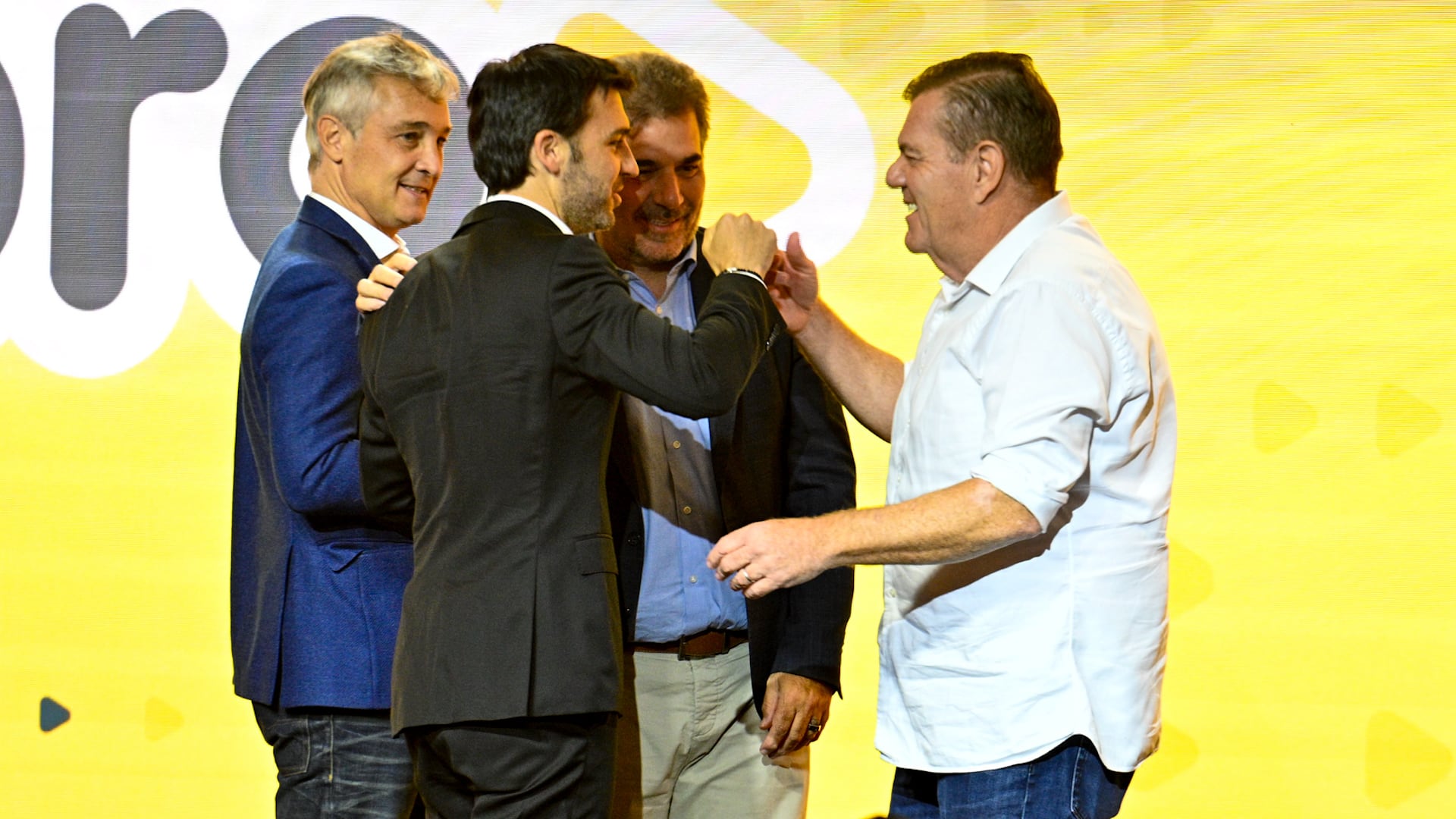 Fernando De Andreis, diputado y secretario general del partido, junto a Torres, Ritondo y Montenegro Fotografía: Adrián Escandar