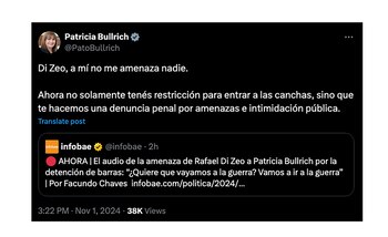 La reacción de Bullrich al audio filtrado de Di Zeo