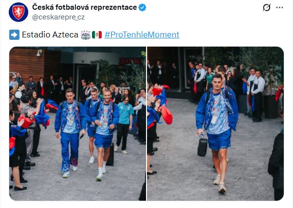 Los jugadores checos rumbo al Estadio Ciudad de México. (X/ @ceskarepre_cz)