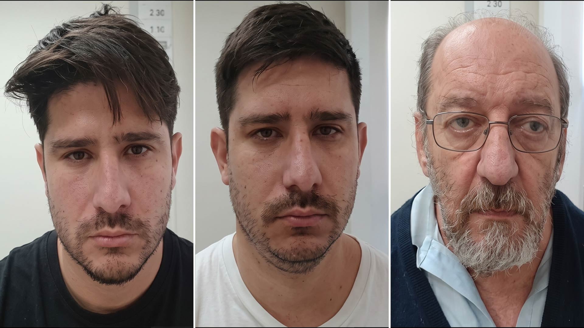 Lautaro Germino, Alan Germino y el contador Carlos Hazarabedian, los tres principales acusados